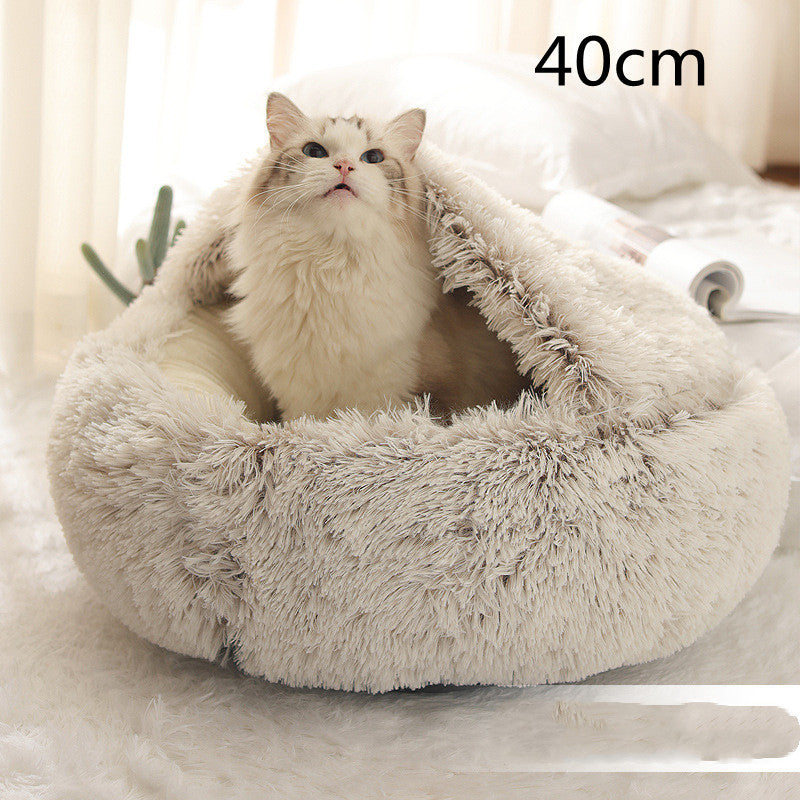Cat Bed Pet Winter Bed Round Plush Warm Bed House Soft Long Plush Pets Bed Pet Products