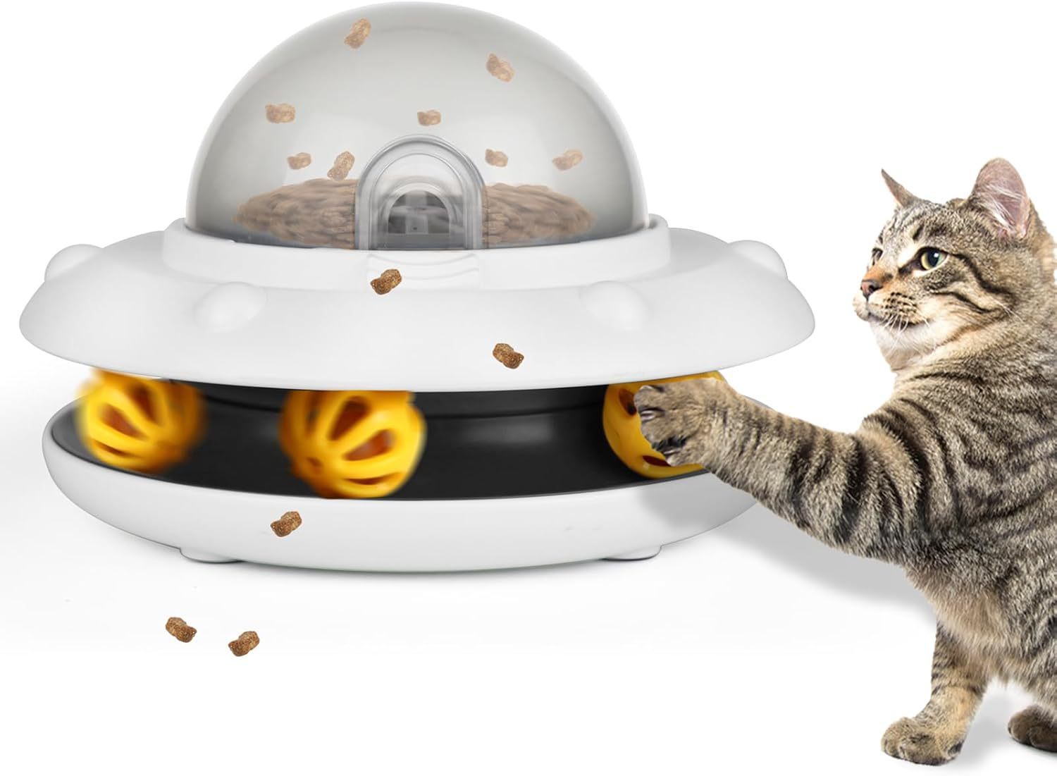 Smart UFO Slow Feeder for Cats & Dogs | Interactive Puzzle Bowl with Electric Food Dispensing & Bell
