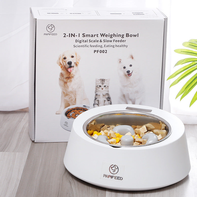 Smart Pet Weighing Bowl with Slow Feeder | Digital Food Scale for Cats & Dogs | Precise Portion Control