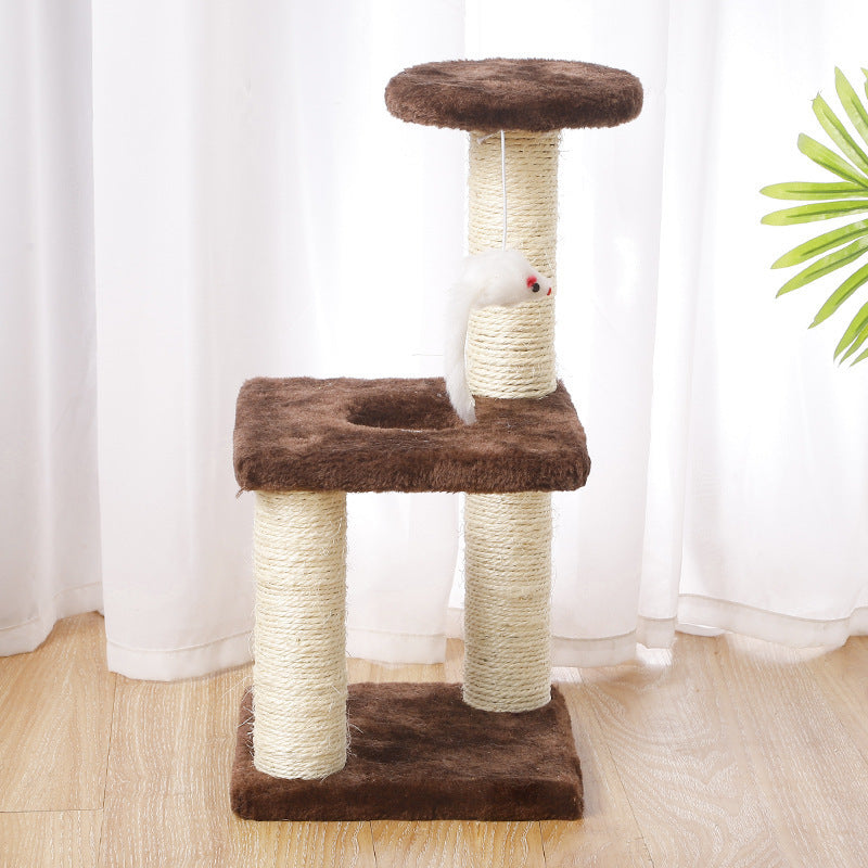 Small Cat Tree Climbing Frame | Sisal Cat Scratching Post & Plush Jumping Platform