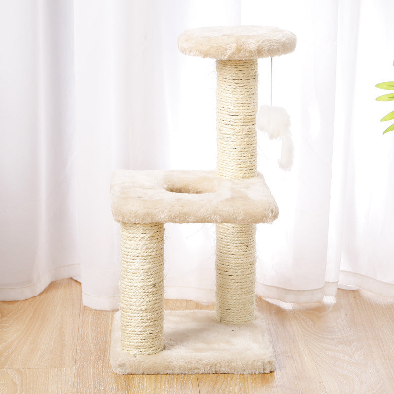 Small Cat Tree Climbing Frame | Sisal Cat Scratching Post & Plush Jumping Platform