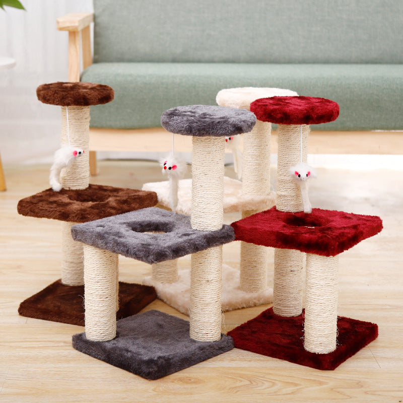 Small Cat Tree Climbing Frame | Sisal Cat Scratching Post & Plush Jumping Platform