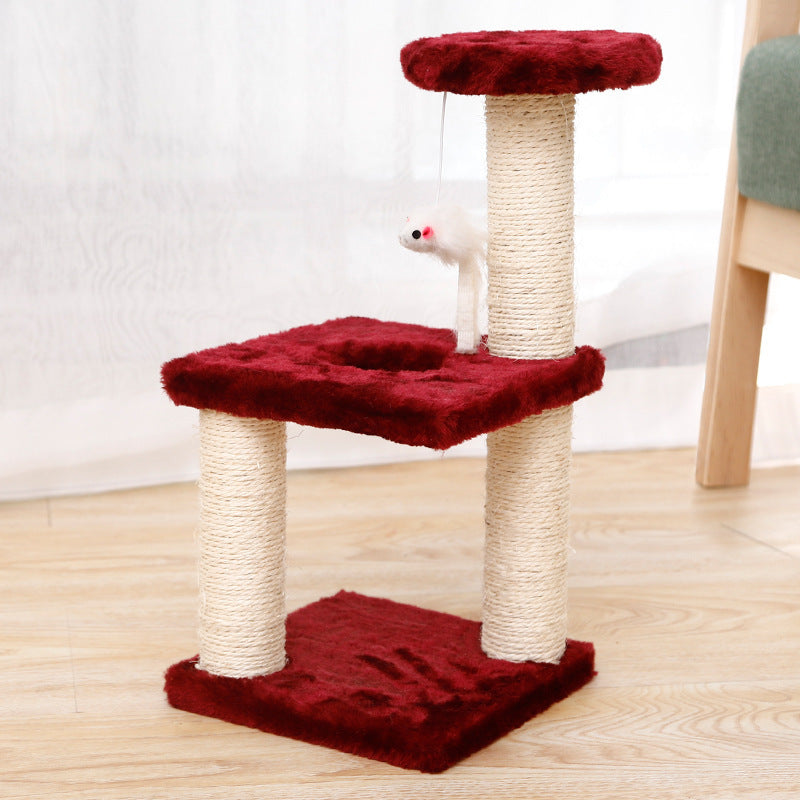 Small Cat Tree Climbing Frame | Sisal Cat Scratching Post & Plush Jumping Platform