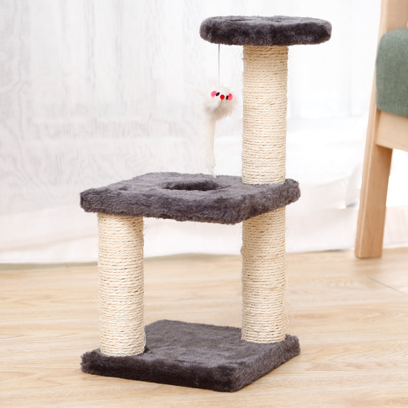 Small Cat Tree Climbing Frame | Sisal Cat Scratching Post & Plush Jumping Platform