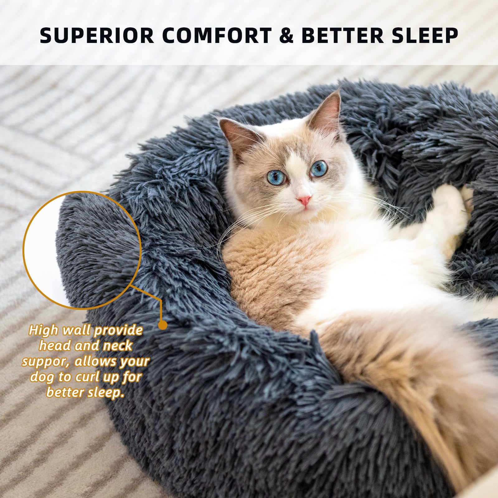 Luxury Plush Donut Pet Bed for Cats & Dogs Cat Litter Kennel Pet Nest Mat Puppy Beds