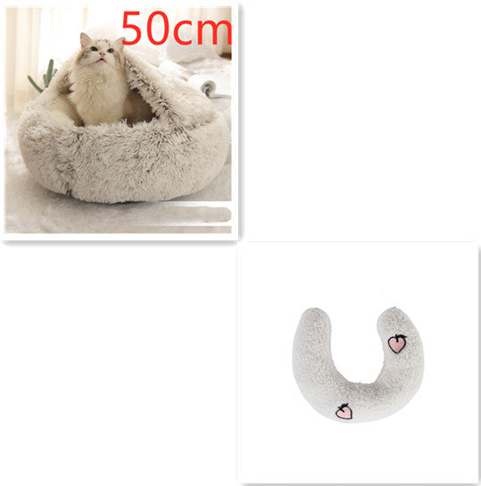 Cat Bed Pet Winter Bed Round Plush Warm Bed House Soft Long Plush Pets Bed Pet Products