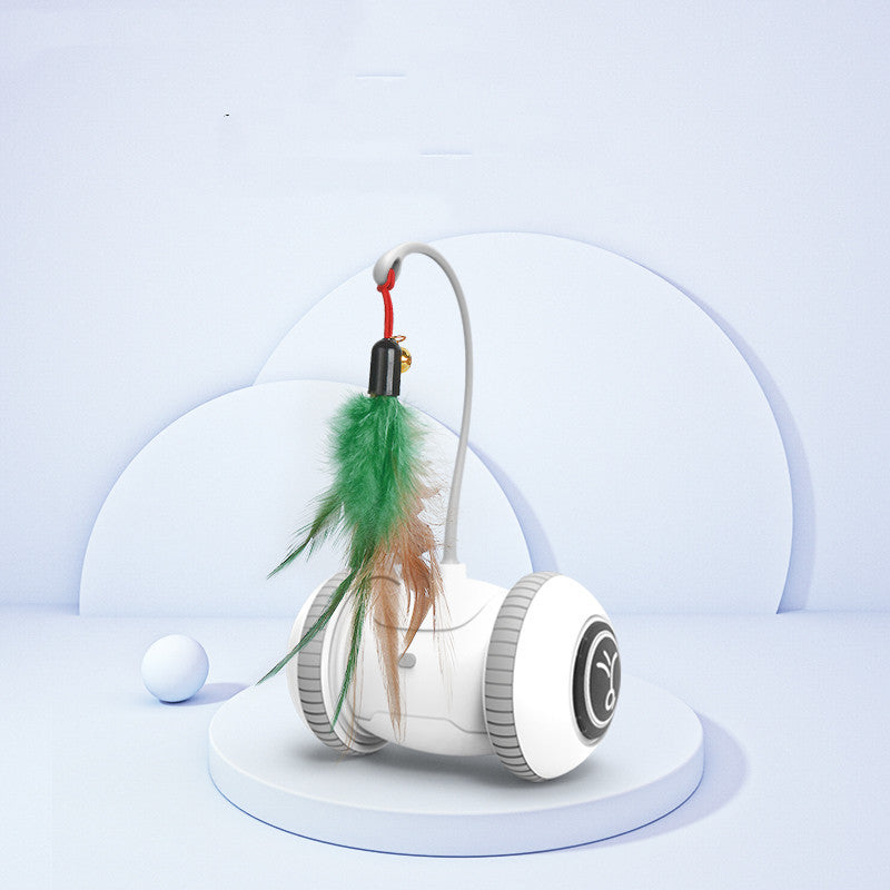 Automatic Cat Toy with Interchangeable Feather Heads | Robotic Interactive Cat Teaser with Multiple Accessories