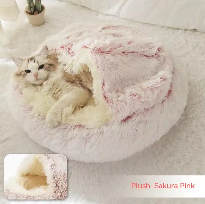 Cat Bed Pet Winter Bed Round Plush Warm Bed House Soft Long Plush Pets Bed Pet Products