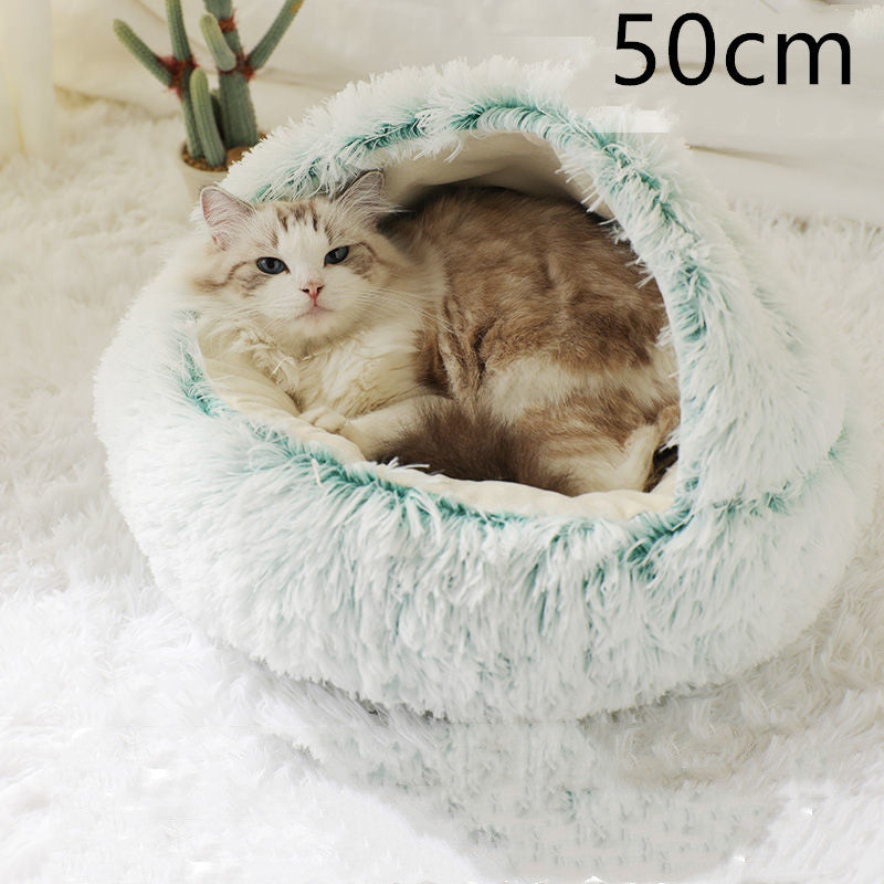 Cat Bed Pet Winter Bed Round Plush Warm Bed House Soft Long Plush Pets Bed Pet Products