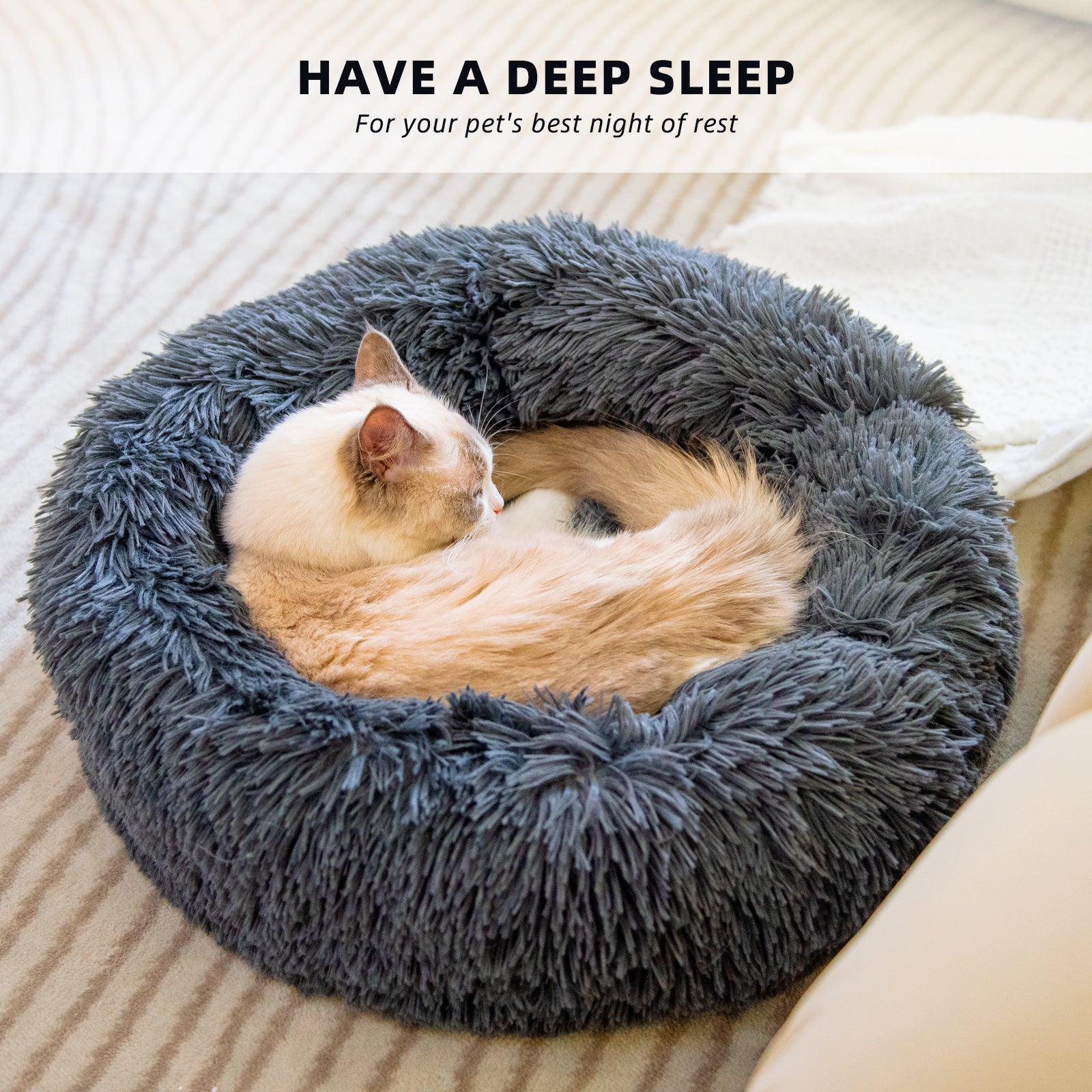 Luxury Plush Donut Pet Bed for Cats & Dogs Cat Litter Kennel Pet Nest Mat Puppy Beds