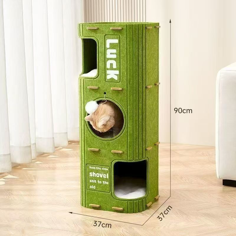 Felt Cat Tower Condo – 3-Layer Scratch, Hide & Jump Ape City