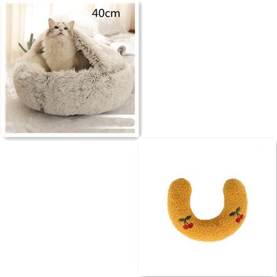 Cat Bed Pet Winter Bed Round Plush Warm Bed House Soft Long Plush Pets Bed Pet Products