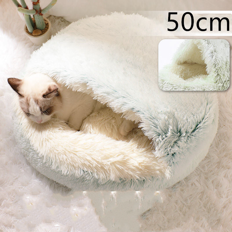 Cat Bed Pet Winter Bed Round Plush Warm Bed House Soft Long Plush Pets Bed Pet Products