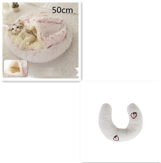 Cat Bed Pet Winter Bed Round Plush Warm Bed House Soft Long Plush Pets Bed Pet Products