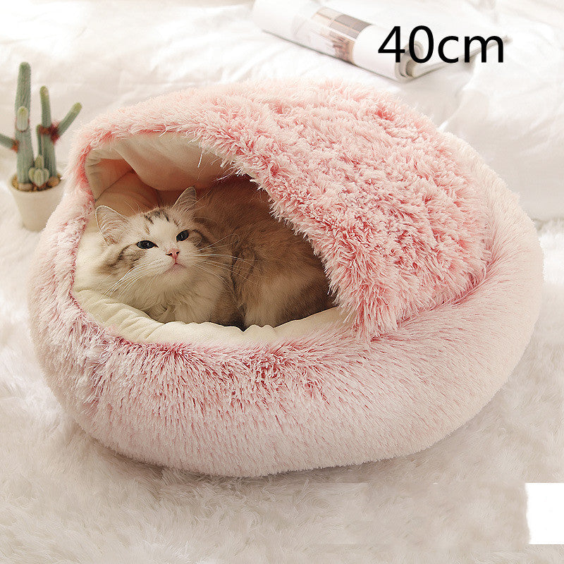 Cat Bed Pet Winter Bed Round Plush Warm Bed House Soft Long Plush Pets Bed Pet Products