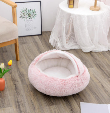 Cat Bed Pet Winter Bed Round Plush Warm Bed House Soft Long Plush Pets Bed Pet Products