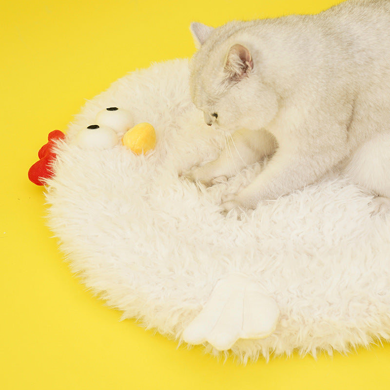 Cute Chicken Cat Sleeping Mat | Ultra-Soft Lion Velvet Pet Bed with PP Cotton