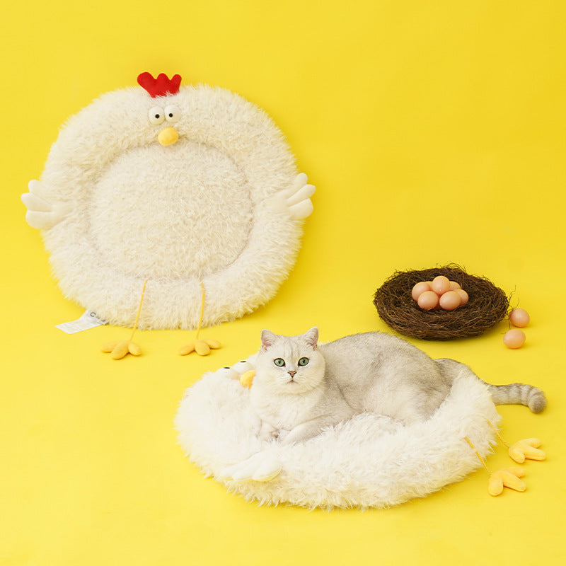 Cute Chicken Cat Sleeping Mat | Ultra-Soft Lion Velvet Pet Bed with PP Cotton