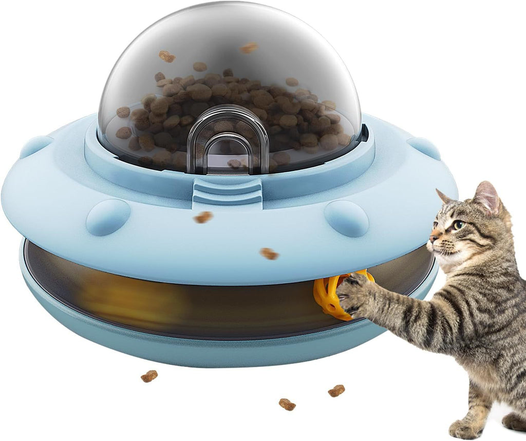 Smart UFO Slow Feeder for Cats & Dogs | Interactive Puzzle Bowl with Electric Food Dispensing & Bell