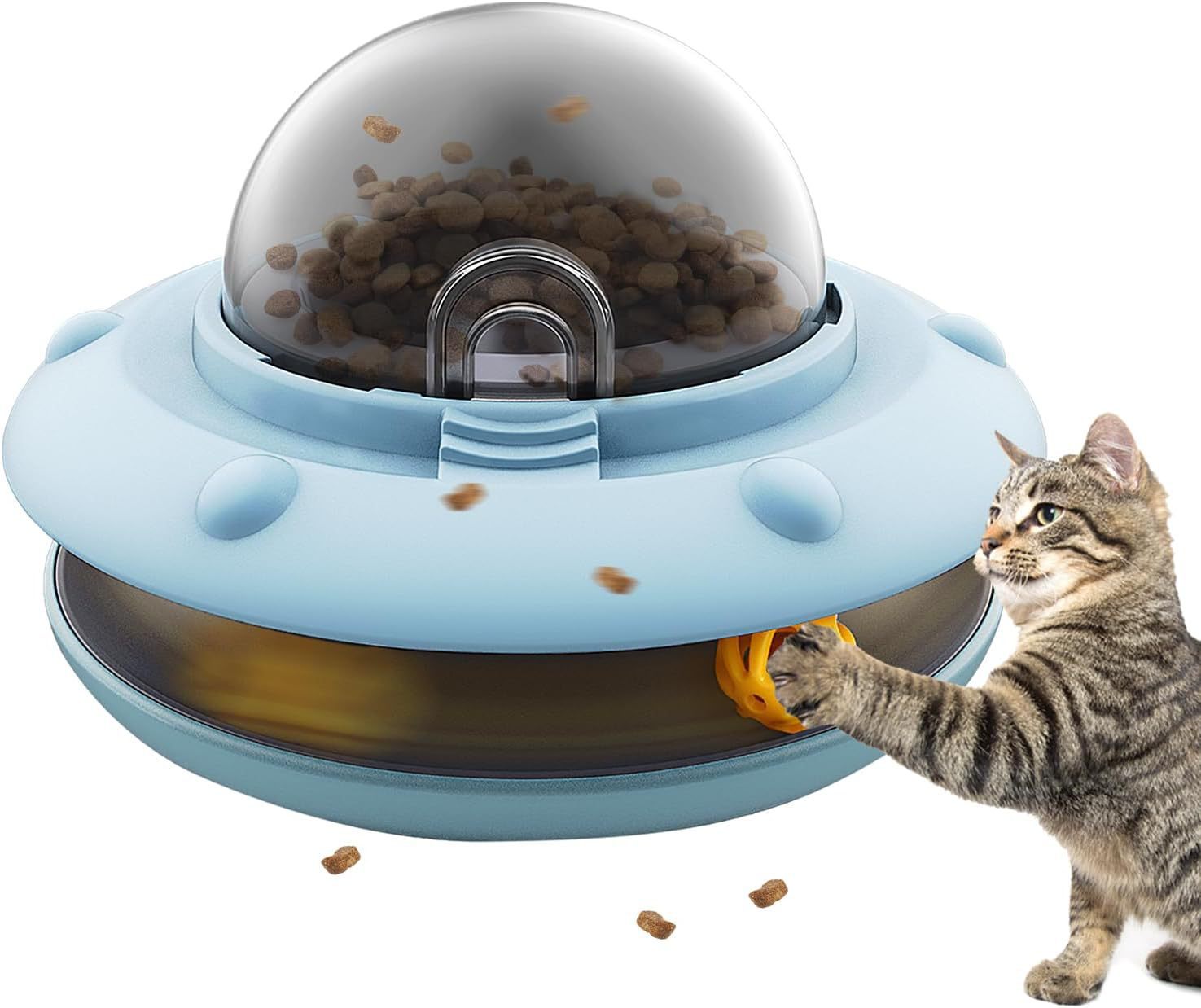 Smart UFO Slow Feeder for Cats & Dogs | Interactive Puzzle Bowl with Electric Food Dispensing & Bell