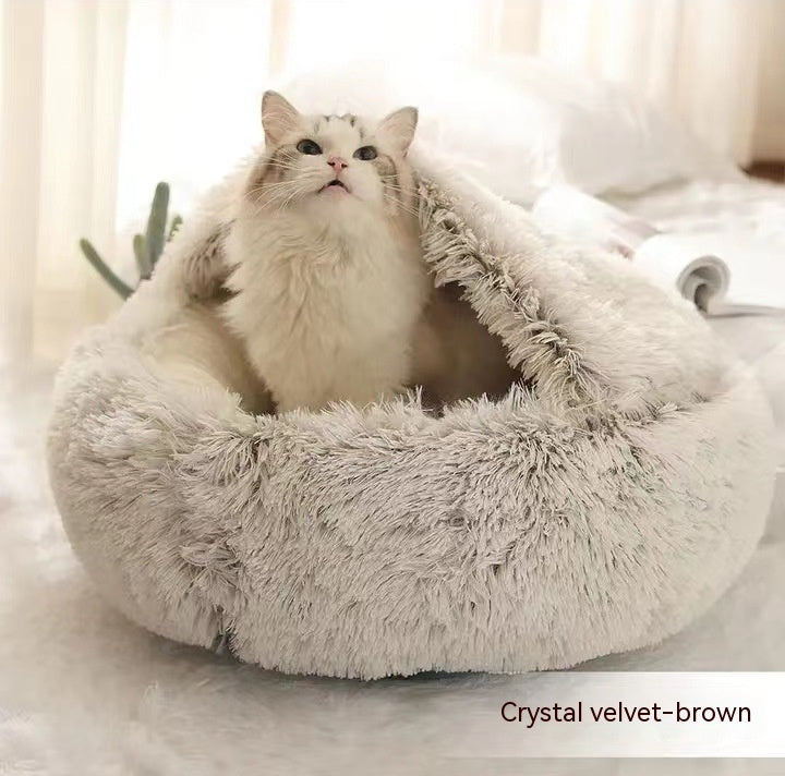 Cat Bed Pet Winter Bed Round Plush Warm Bed House Soft Long Plush Pets Bed Pet Products