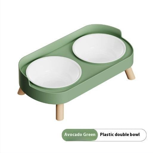 Stainless Steel Double Bowl Ceramic Water And Grain Integrated Feeding Bowl