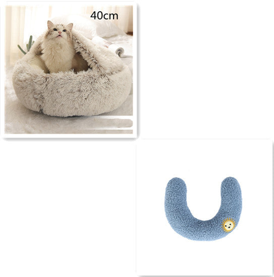 Cat Bed Pet Winter Bed Round Plush Warm Bed House Soft Long Plush Pets Bed Pet Products