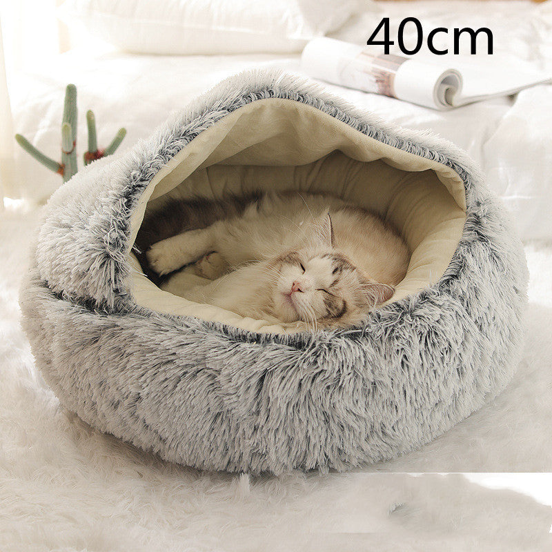 Cat Bed Pet Winter Bed Round Plush Warm Bed House Soft Long Plush Pets Bed Pet Products