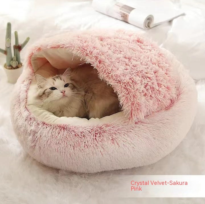 Cat Bed Pet Winter Bed Round Plush Warm Bed House Soft Long Plush Pets Bed Pet Products