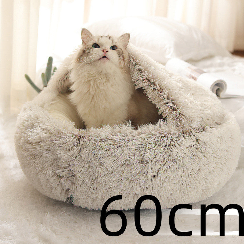 Cat Bed Pet Winter Bed Round Plush Warm Bed House Soft Long Plush Pets Bed Pet Products