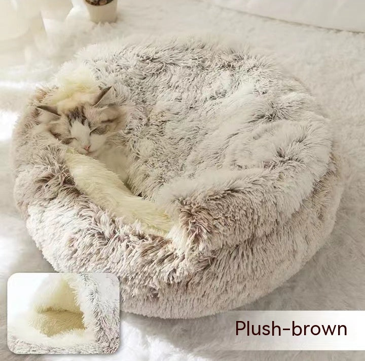 Cat Bed Pet Winter Bed Round Plush Warm Bed House Soft Long Plush Pets Bed Pet Products