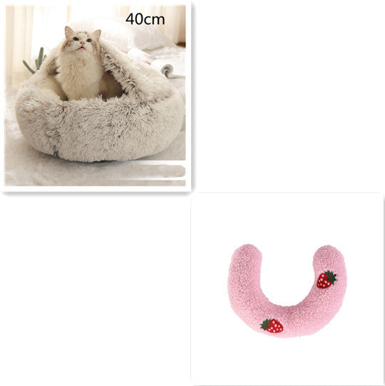 Cat Bed Pet Winter Bed Round Plush Warm Bed House Soft Long Plush Pets Bed Pet Products
